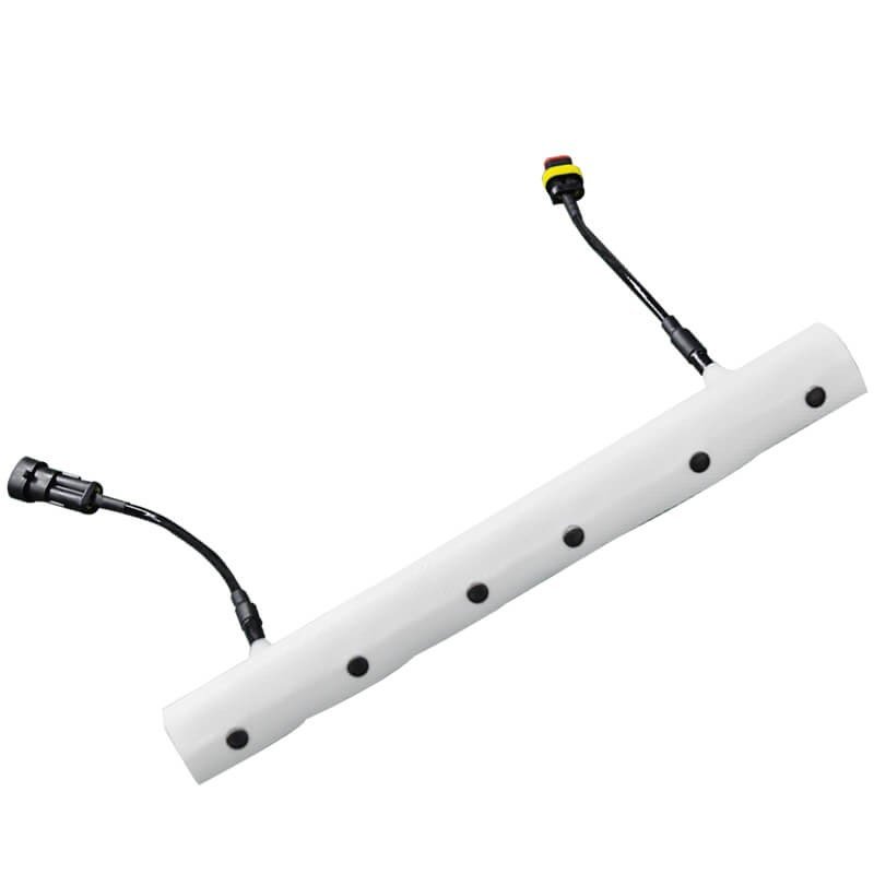 Linear multi-zone heating element with electrical connectors